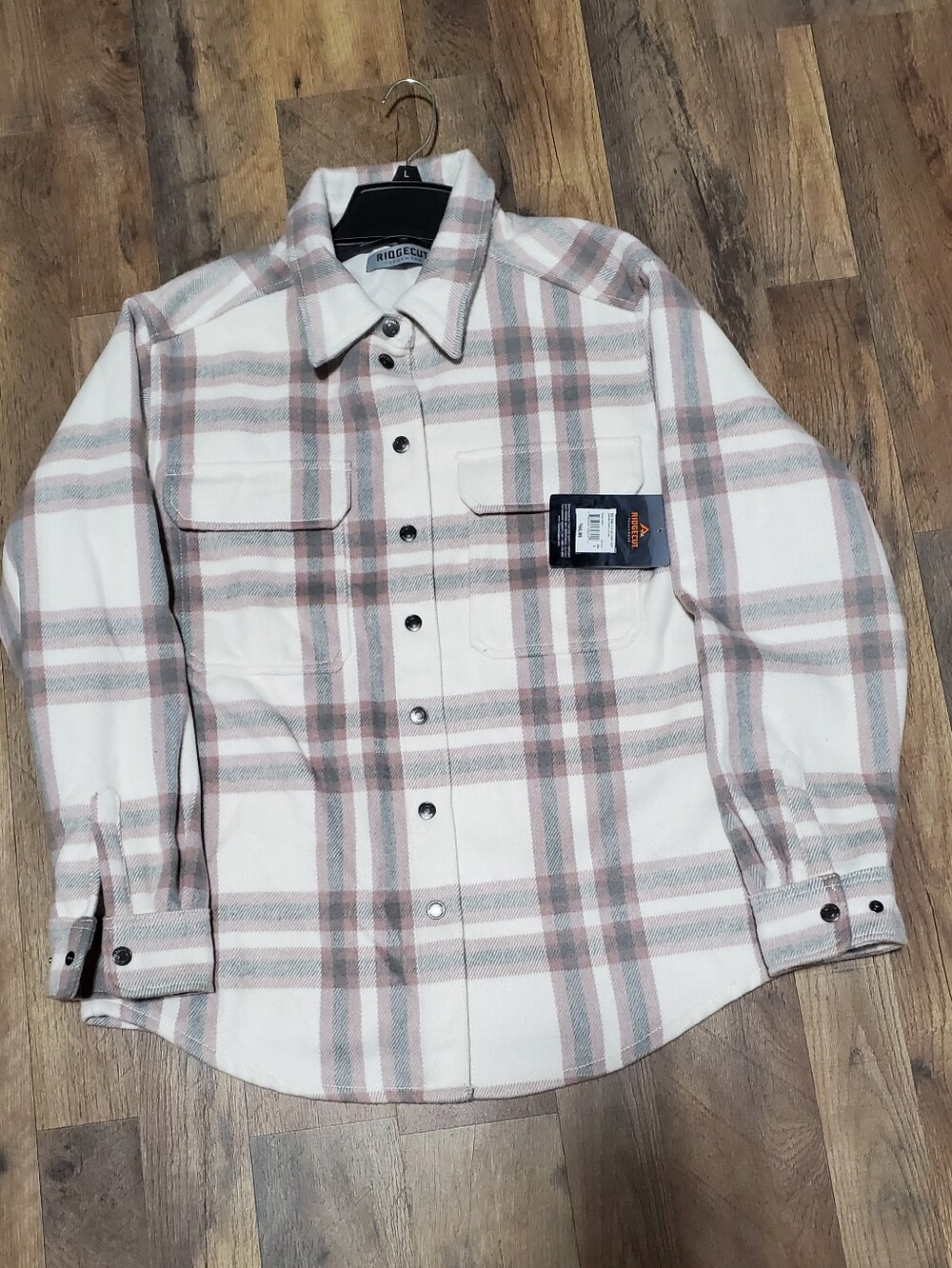 Ridgecut Men's Lightweight Plaid Shacket in Cream and Brown